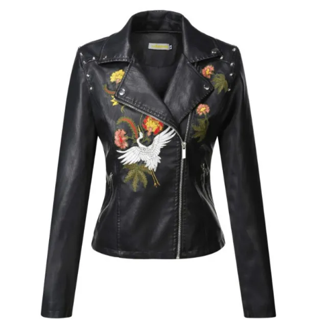 Embroidered leather jacket Black - Shop at LoveMi