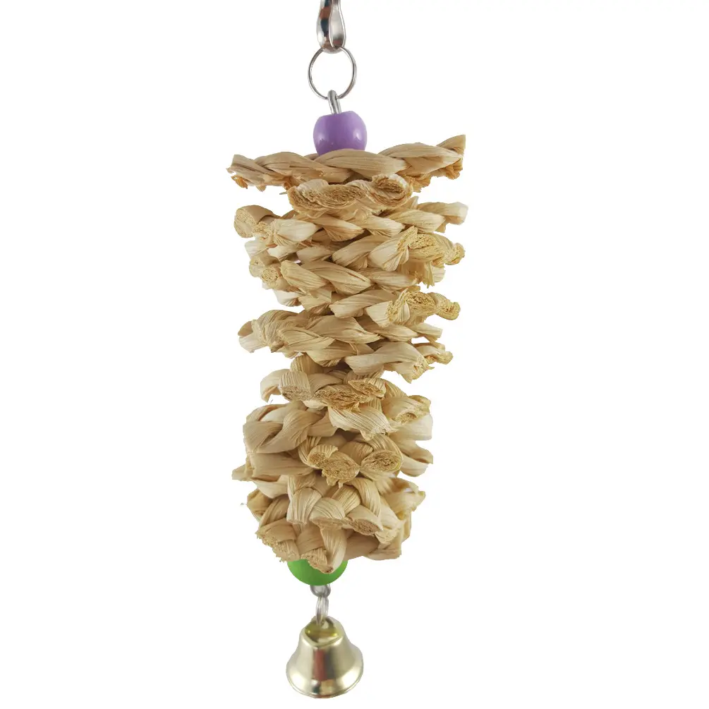 Bird Parrot Toy With Bell Natural Wooden