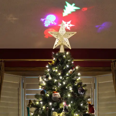 Christmas Tree Top Light Star Snowflake Shape LED Laser