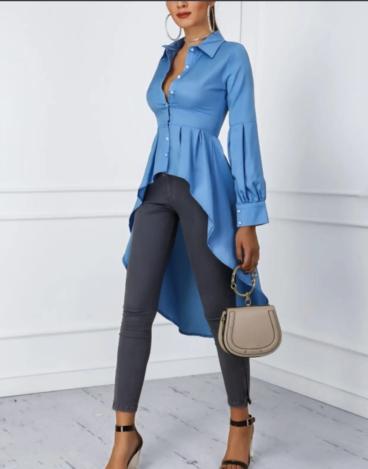 Lantern sleeve swallowtail dress