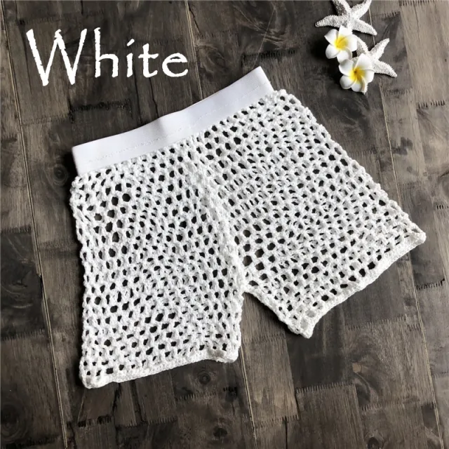 Fishing net hand hook cotton shorts White - Shop at LoveMi