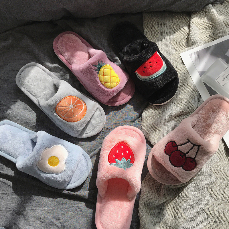 Fruit fur slippers