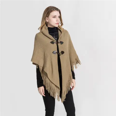 Winter Loose Kimono Cardigan Women Long Sleeveless Hat Poncho