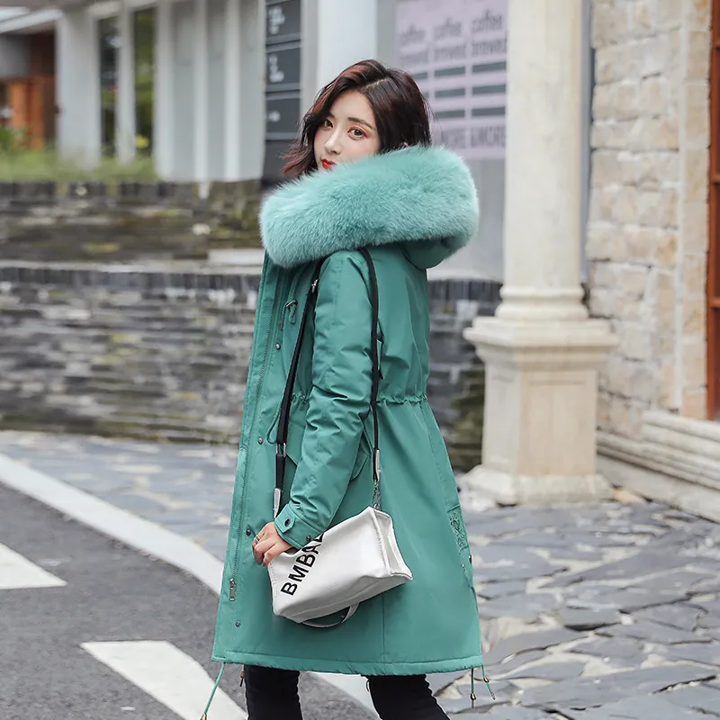 Mid-length cotton coat down jacket - Green