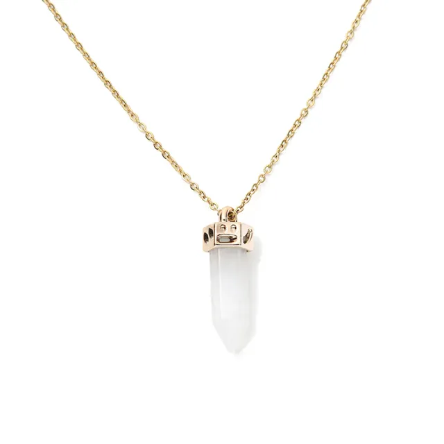 Ling Pendulum Bullet Resin Hexagon Column Pendant Stainless Steel Necklace White - Shop at LoveMi