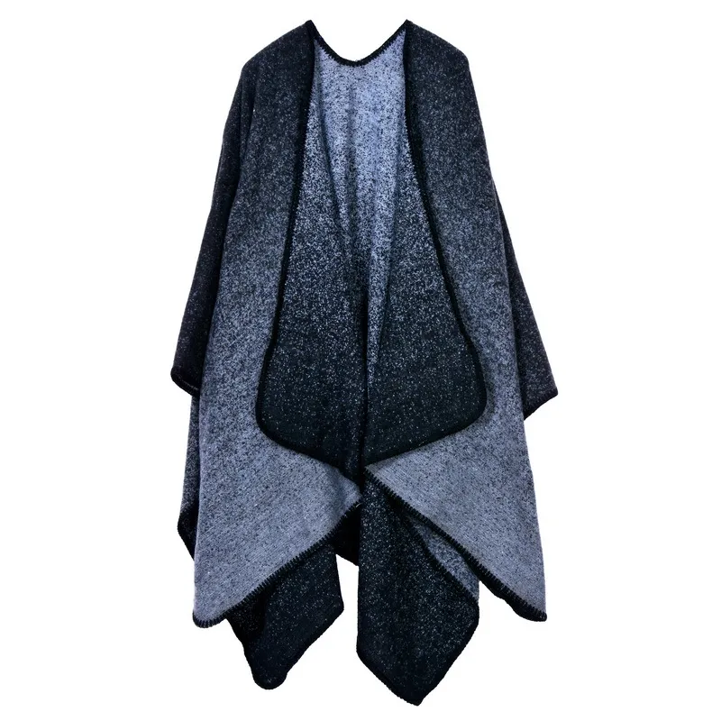 Plaid lady travel shawl imitation cashmere scarf - Black Mud