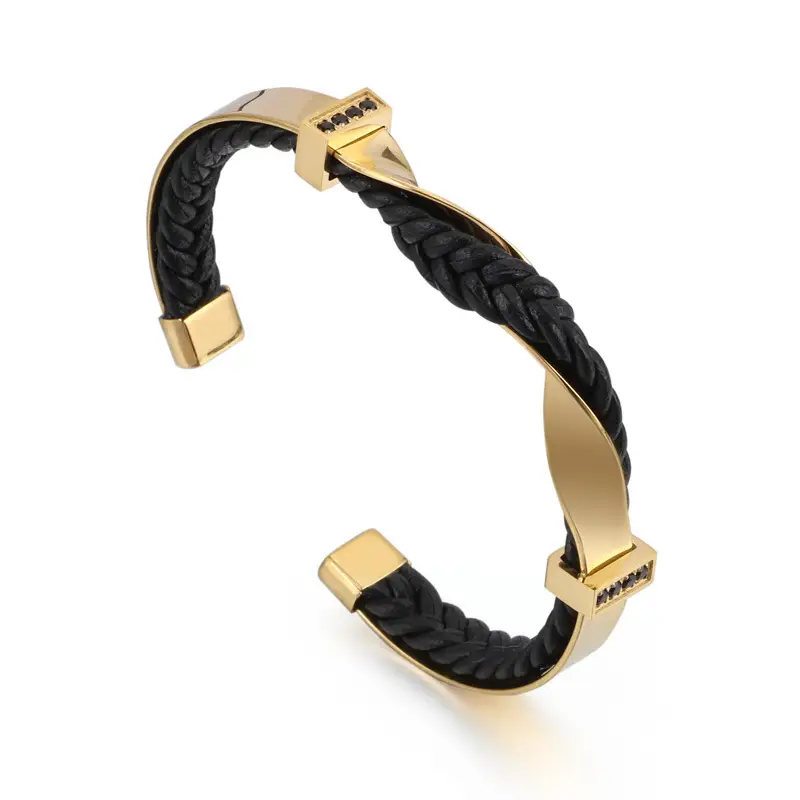 Stainless steel leather bracelet