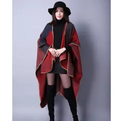 Plaid lady travel shawl imitation cashmere scarf - Red - View 1