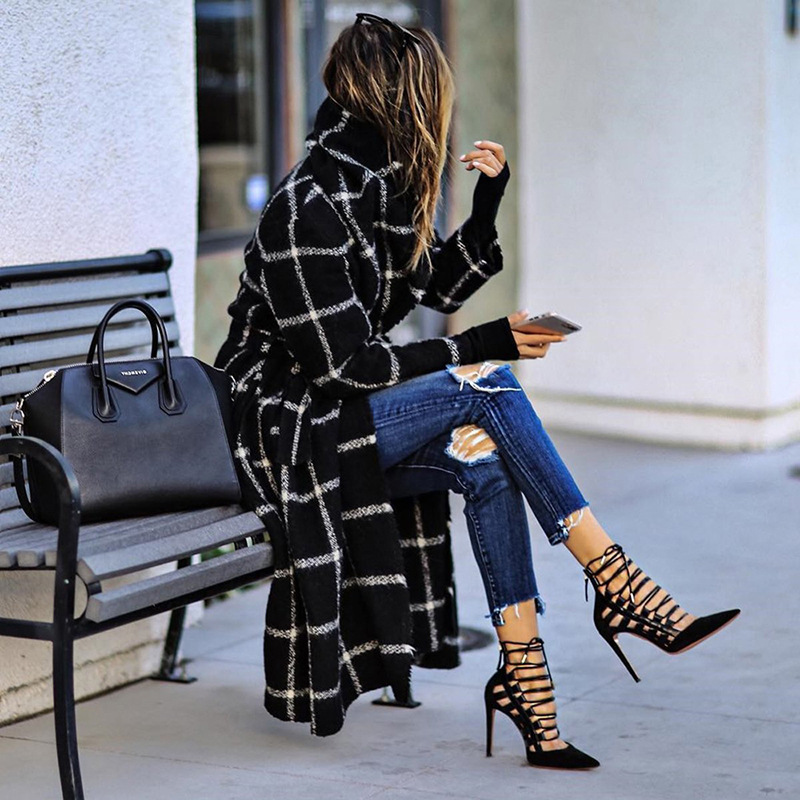 Plaid wool coat