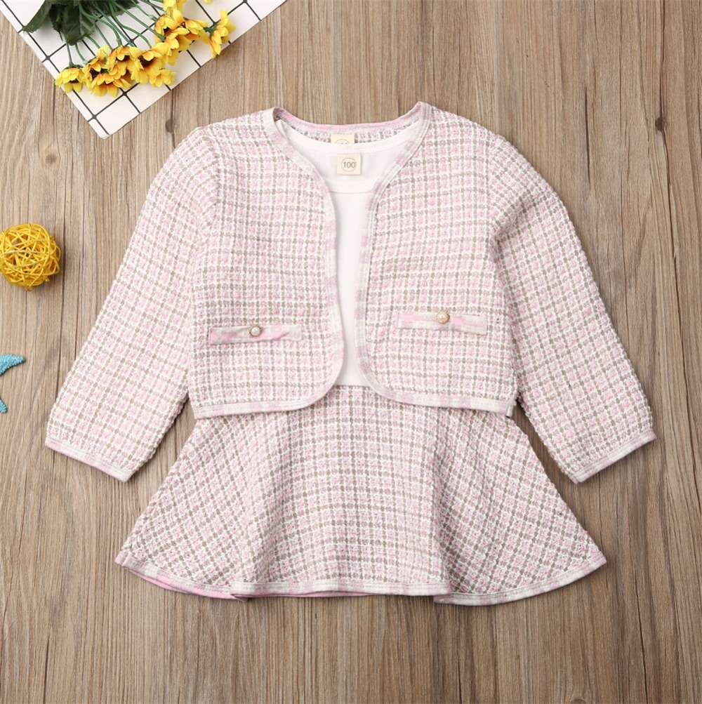Long-sleeved Dresses Two-piece Children's Baby Small Incense Wind Suit - Image 6