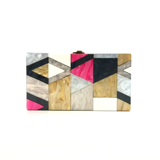 Multicolored Contrast Acrylic Clutch Bag Colorful - Shop at LoveMi