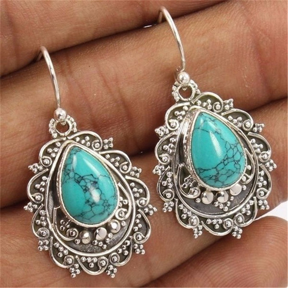 Turquoise Dripping Pear Shaped Earrings