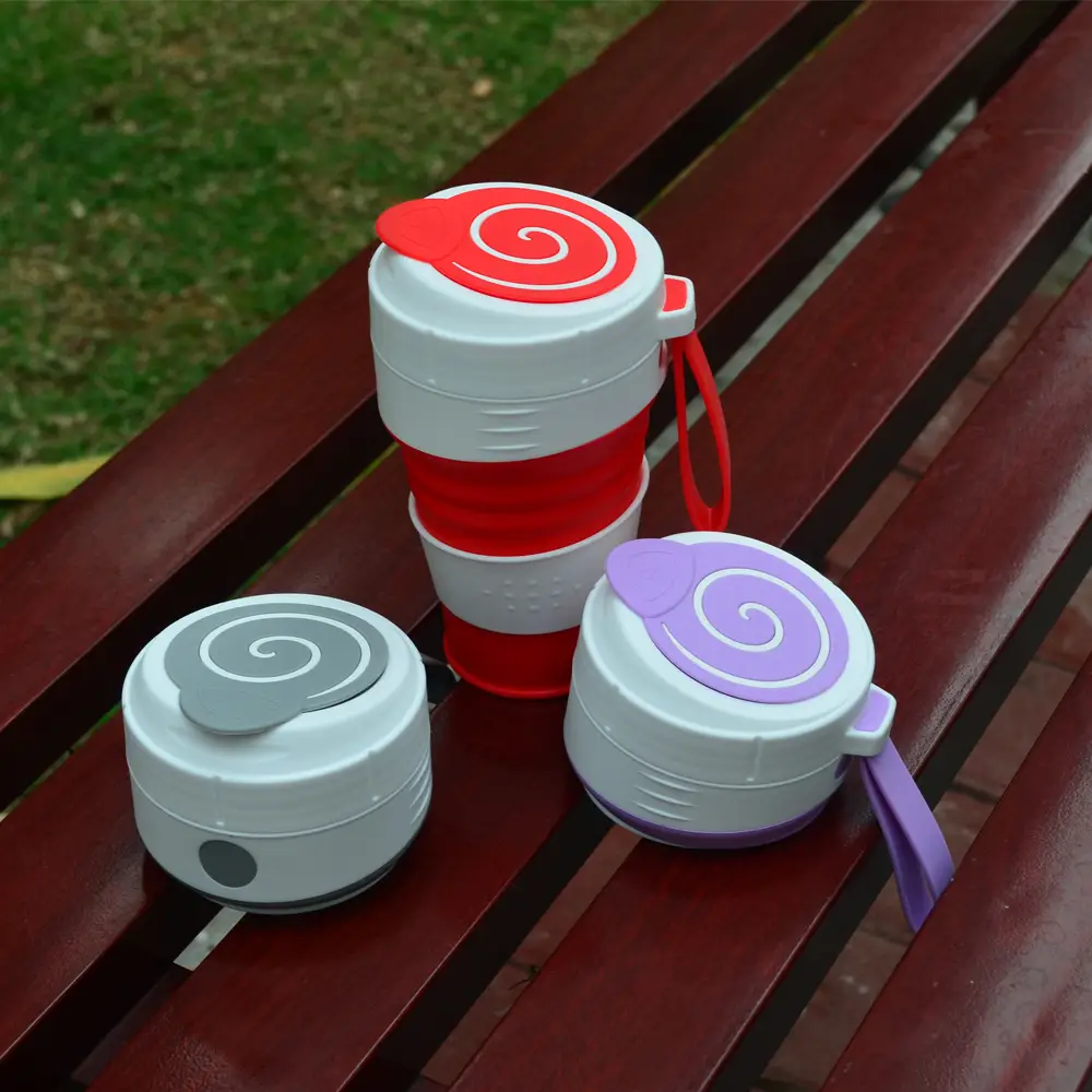 Portable folding silicone cup