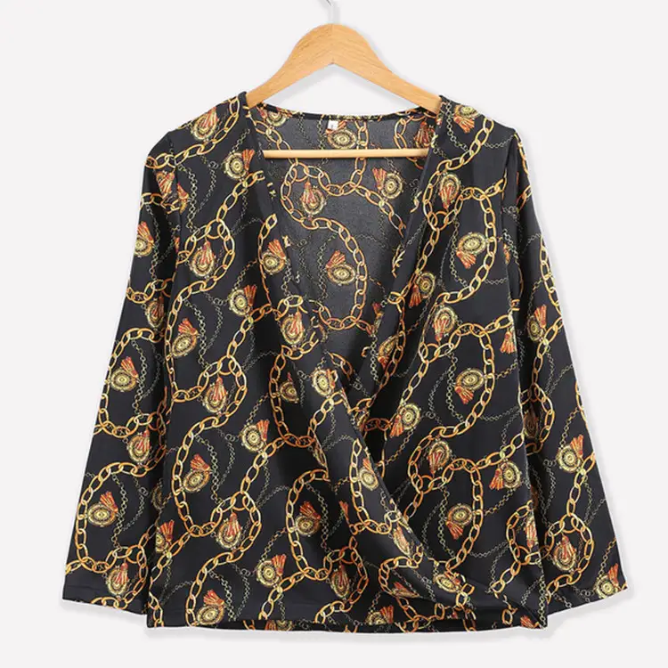 Metal chain printed long sleeves