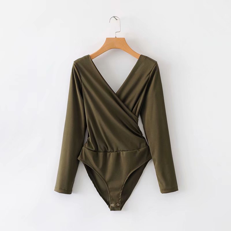 Cross stitching long sleeve jumpsuit