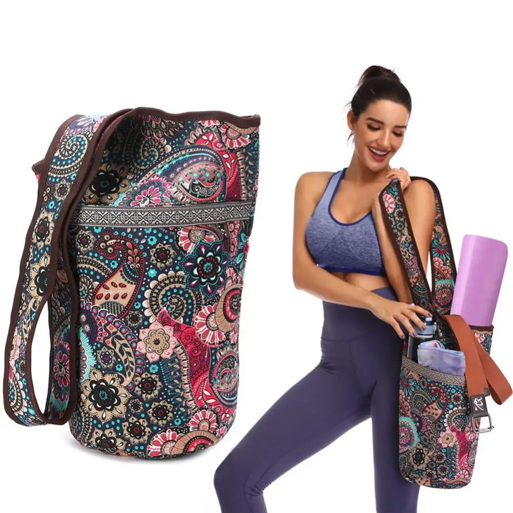 Single Shoulder Yoga Bag Sports Fitness Bag Cashew Flower