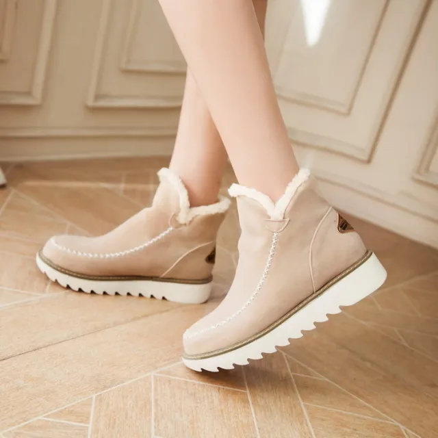 Thick cotton boots fashion snow boots women's boots Beige - Shop at LoveMi