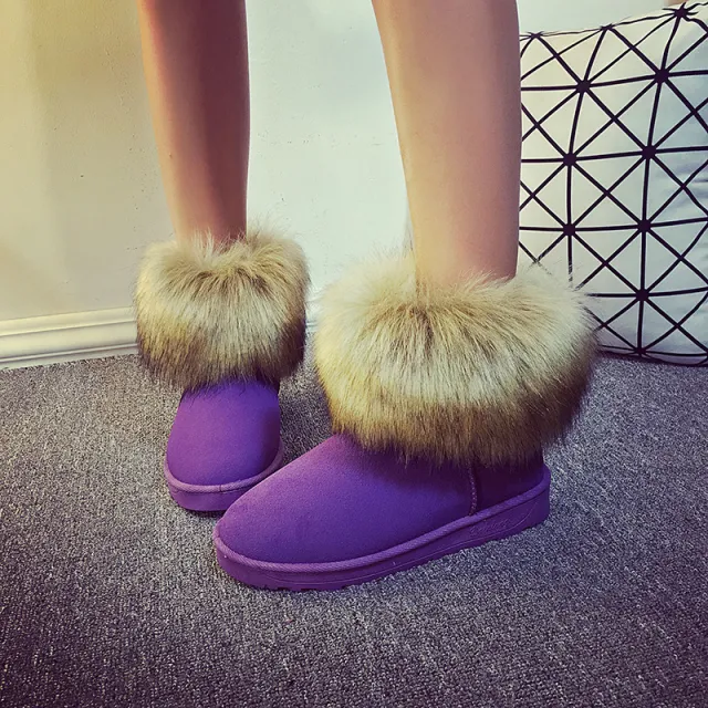 Winter warm cotton boots Purple - Shop at LoveMi