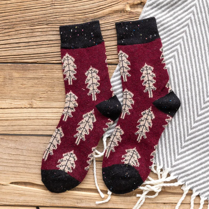 Christmas woolen socks - Claret-One Size