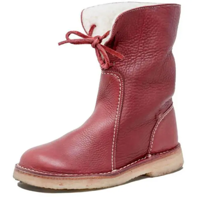 Women Snow Boots Woman Winter Fur Plush Lace Up Boots Red - Shop at LoveMi