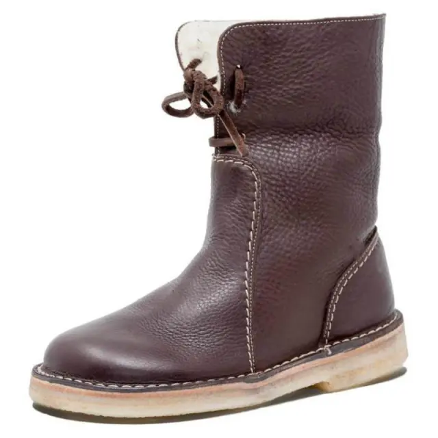 Women Snow Boots Woman Winter Fur Plush Lace Up Boots Coffee - Shop at LoveMi