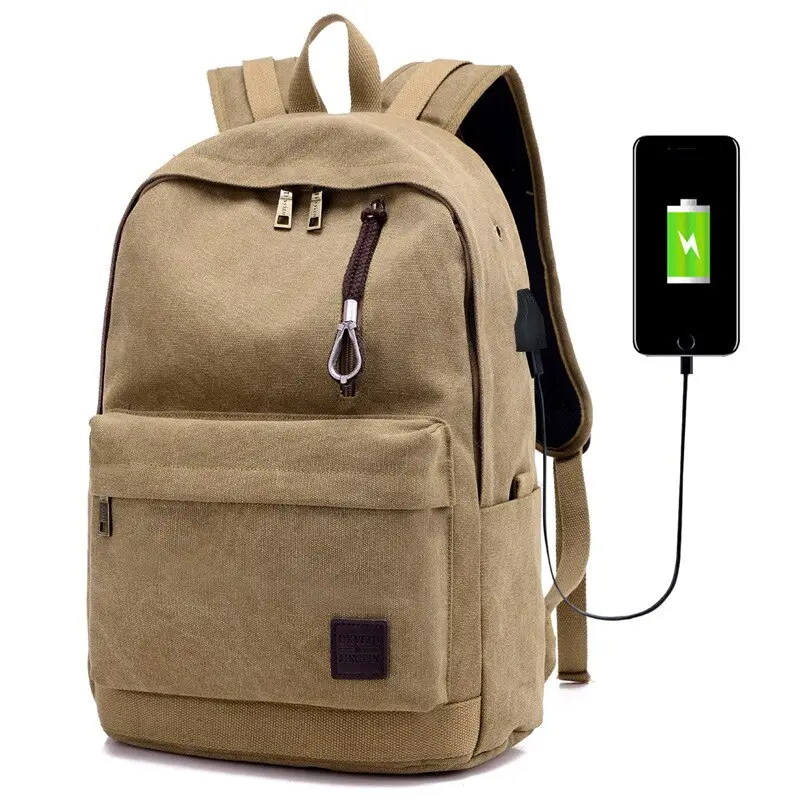 Canvas Backpack Usb Rechargeable