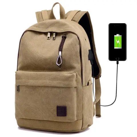 Canvas Backpack Usb Rechargeable