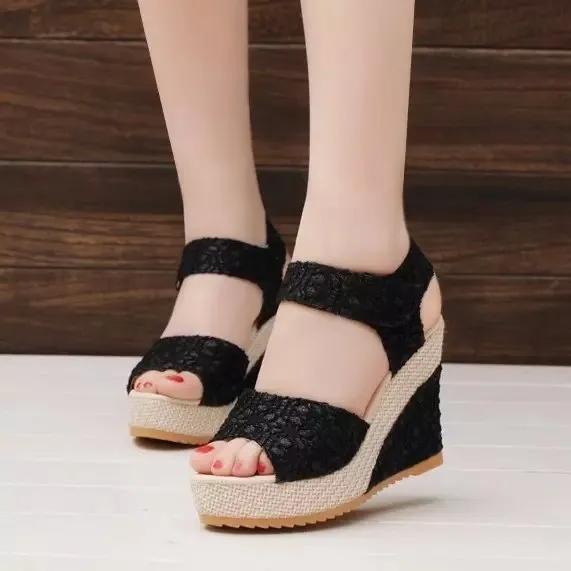 Flat bottom high heel sandals - Black