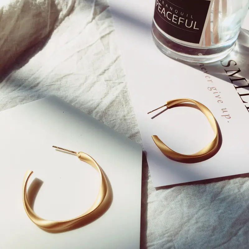 Sterling silver needle earrings c-shaped earrings