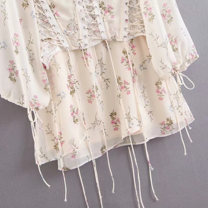 Waist-covered ruffled dress