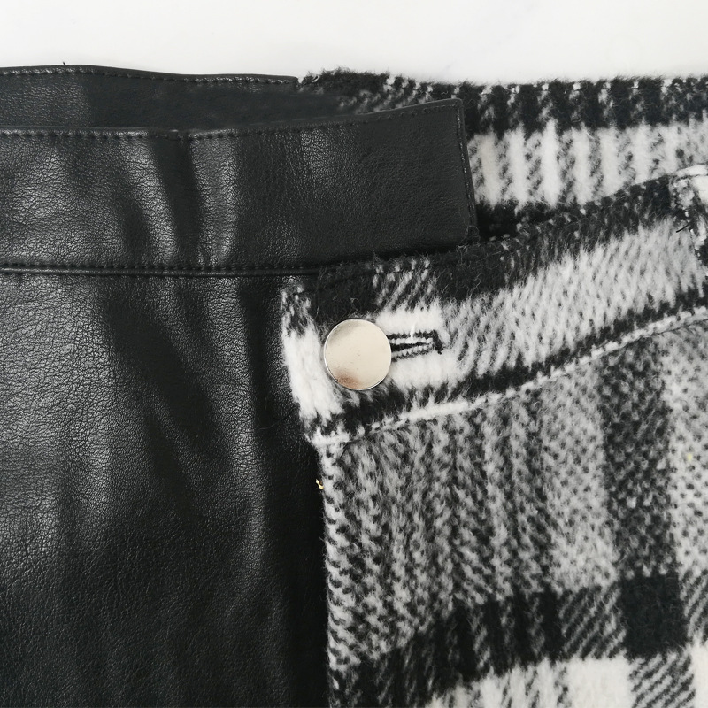 Contrast plaid women's trousers