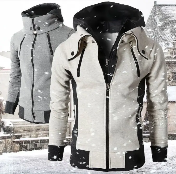Men's Zip UP Hooded Jacket Fake Two