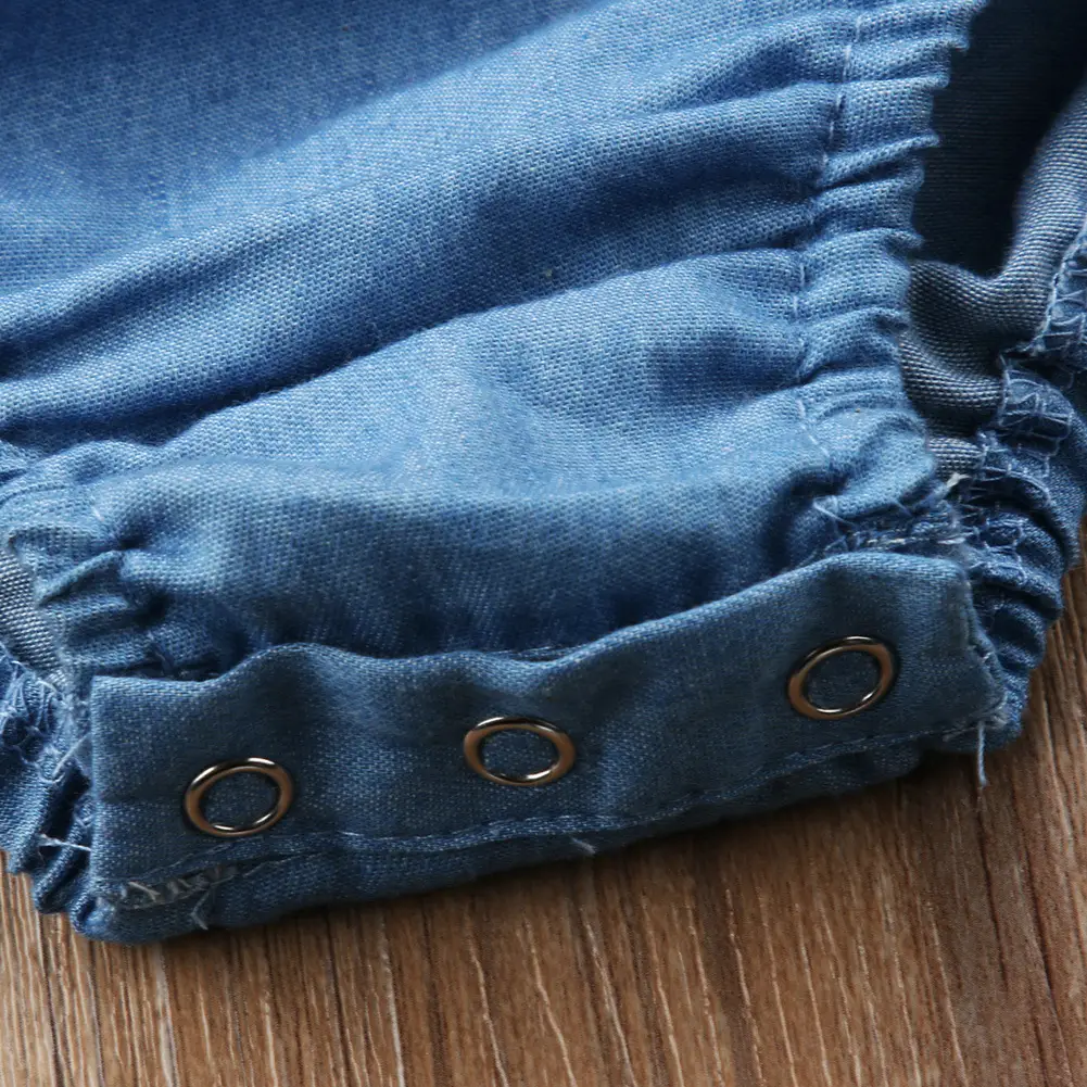 Baby robes, lotus leaf collar, denim jumpsuit