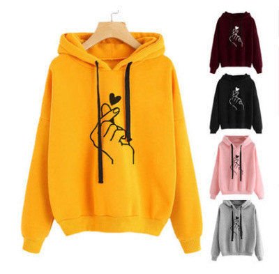 Finger-shaped printed loose-fitting sweater top