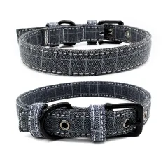 Pet Collar Double Layer Colourful Fabric Dog Collar Traction Dog Leash - N - View 1