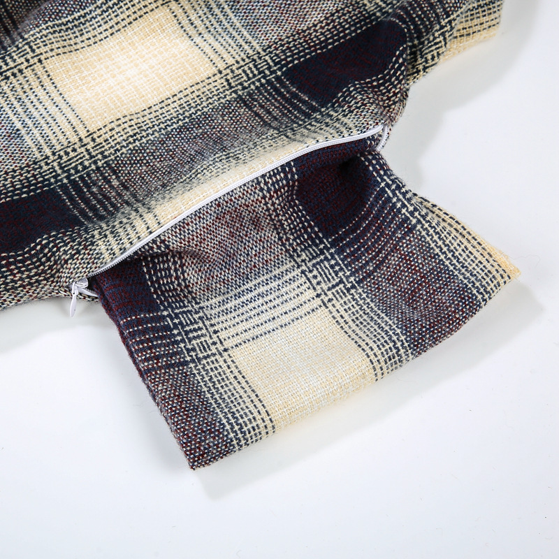 Cashmere plaid scarf invisible pocket bib