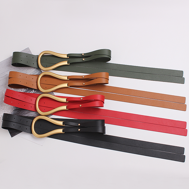 Metal curved large horseshoe buckle belt