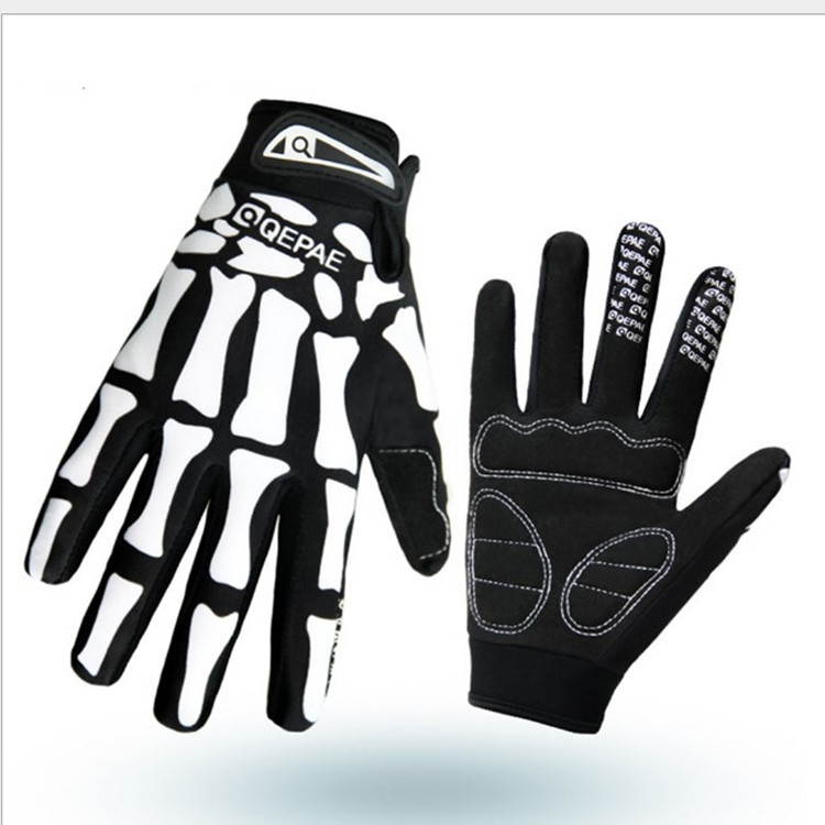 Sports outdoor full finger skull riding gloves