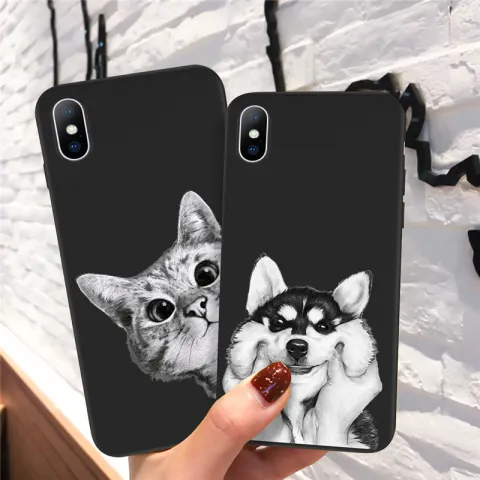 Soft Cartoon Cat Dog Fish Pattern Mobile Phone Case