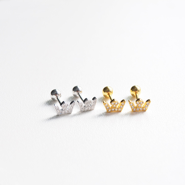Crown Zircon Stud Earrings