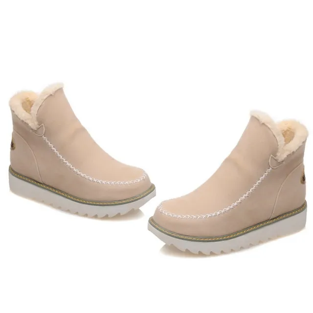 Women's short warm snow boots Beige - Shop at LoveMi