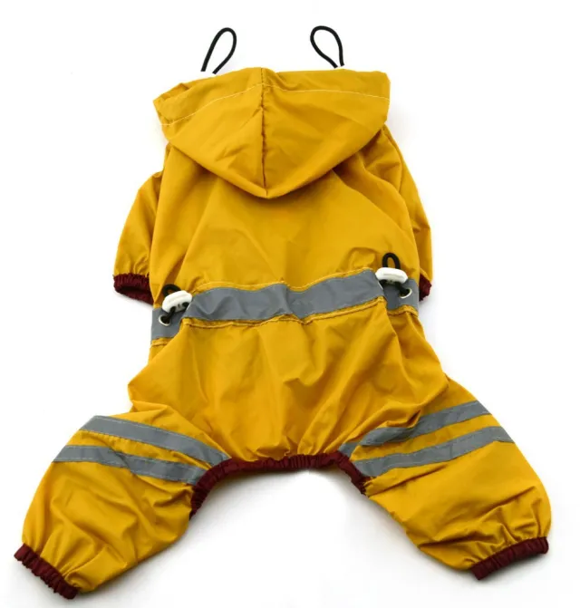 Waterproof Dog Cat Raincoat Clothes Reflective Hoodie XS XXL Yellow - Shop at LoveMi