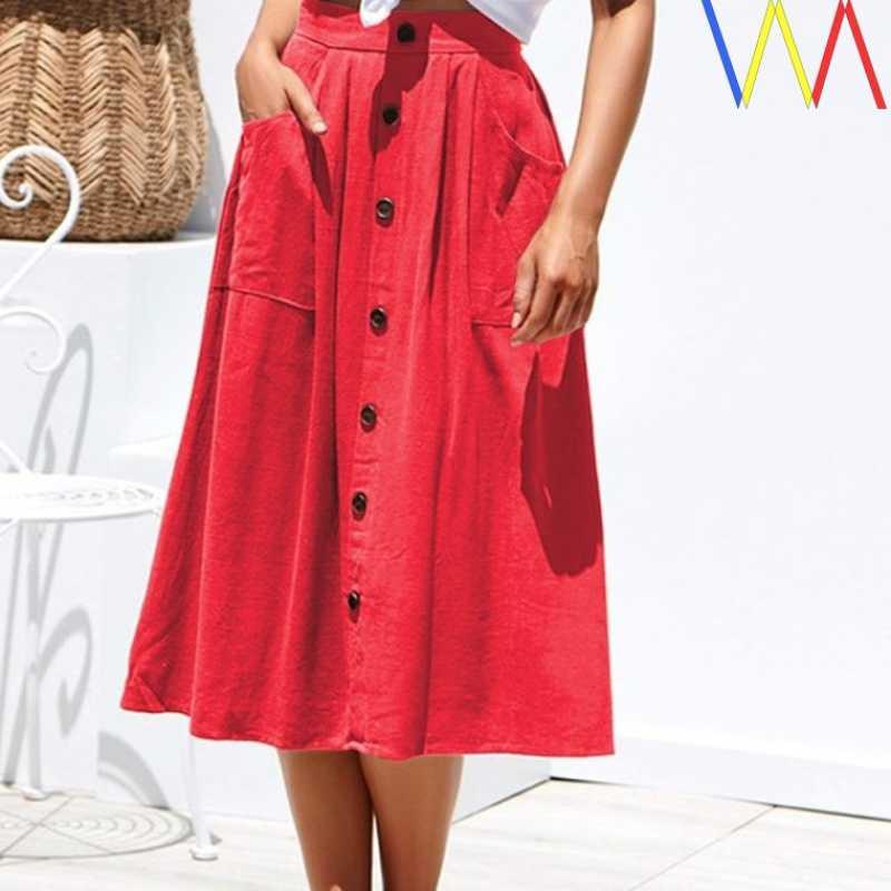 Four-color breasted loose-fitting skirt