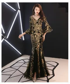 Banquet evening dress princess slim dress - Black - View 1