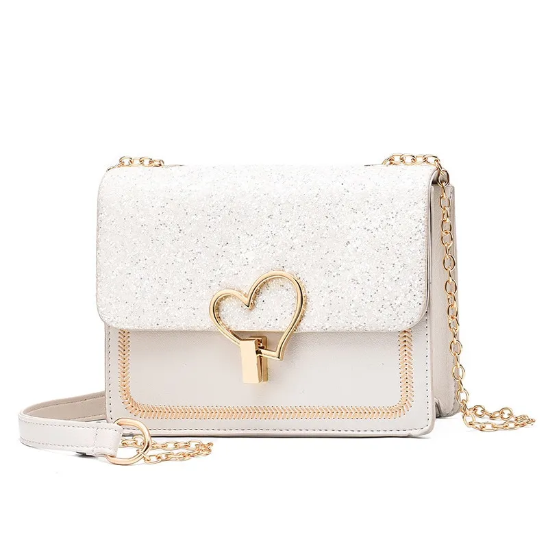 Chain student cross-body bag - White