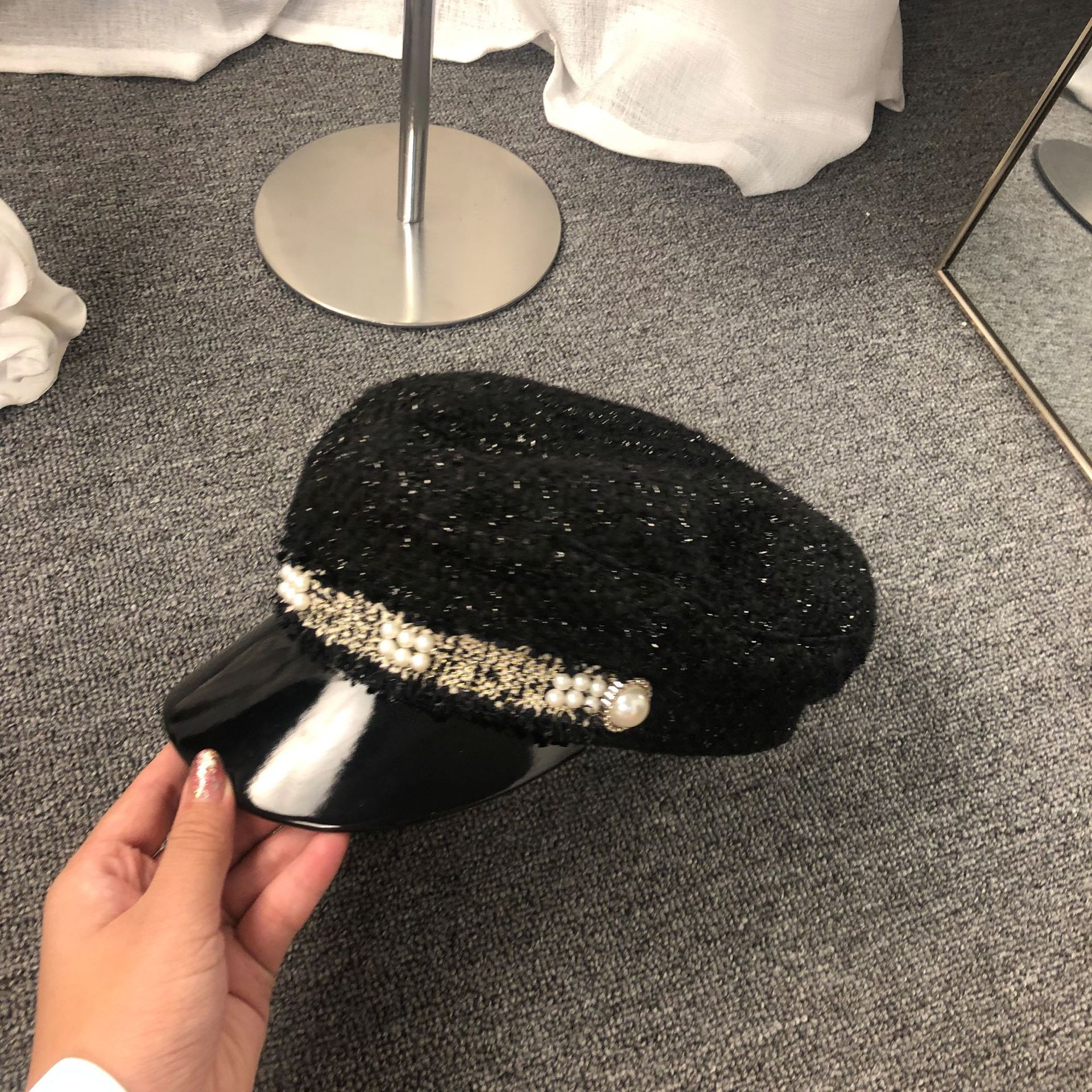 Bright silk navy cap