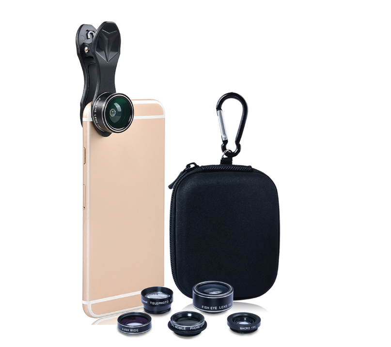 Title 2, Universele 5-in-1 clip-on lens kit voor mobiele...