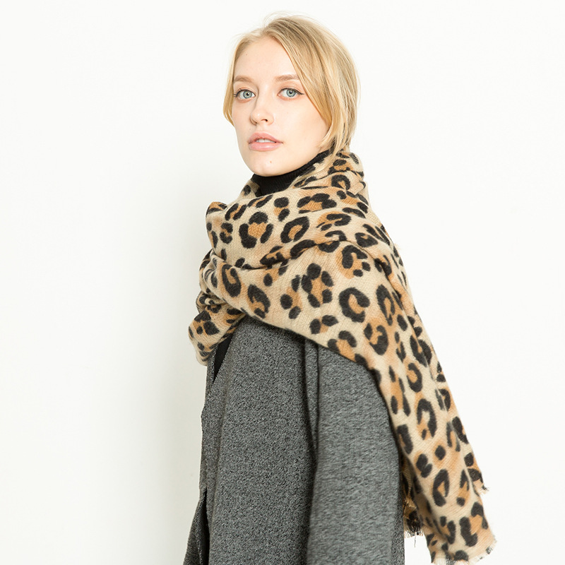 Leopard-print cashmere women's scarf shawl