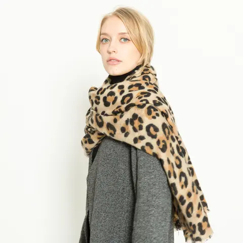 Leopard-print Cashmere Women's Scarf Shawl