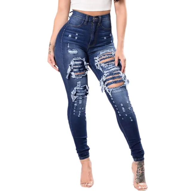 Women's ripped jeans pants Blue - Shop at LoveMi